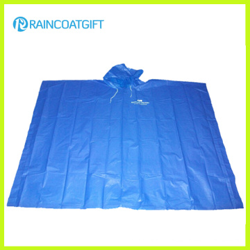 Einweg-blau PE Regenponcho für Promotion (Rpe-012)